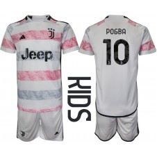 Juventus Paul Pogba #10 Bortaställ Barn 2023-24 Korta ärmar (+ Korta byxor)